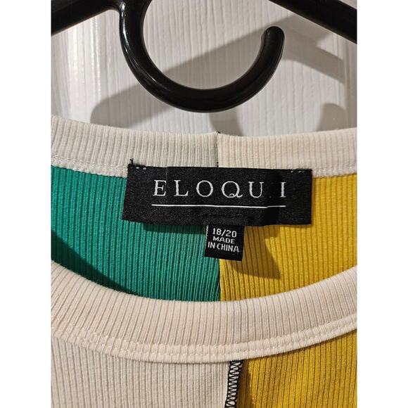 Eloquii‎ Green Yellow Black Patchwork Color Block Top, size 18/20 2X NWT - Picture 3 of 9